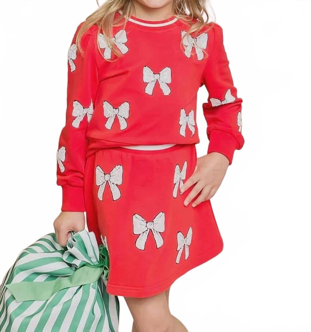 NEW BELLE CHER bow sweatshirt in red